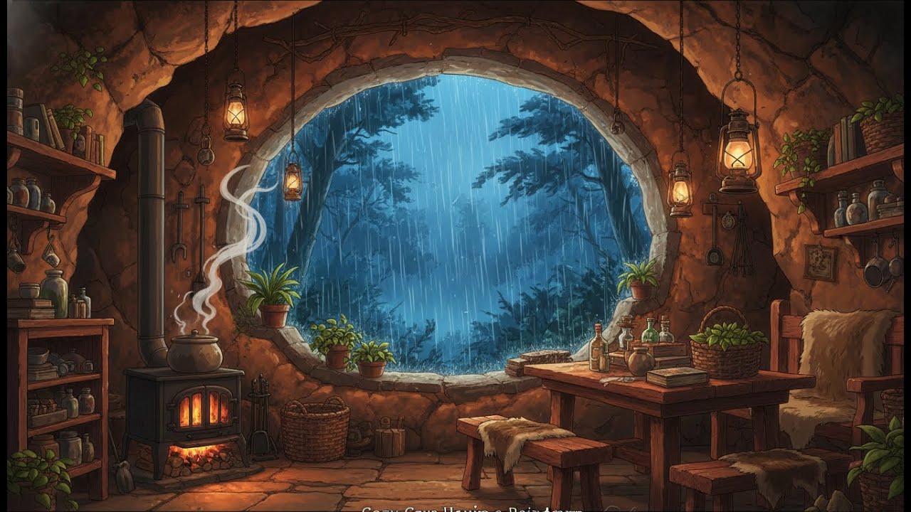 Cozy Life Inside a Hidden Cave 🌧️ | A Silent Tale | Ghibli Inspired Story