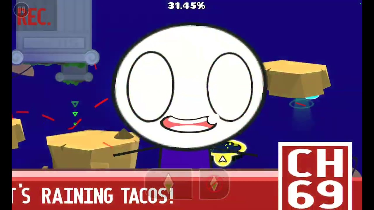 Raining Tacos By Rifct | Full Level Showcase | Geometry Dash