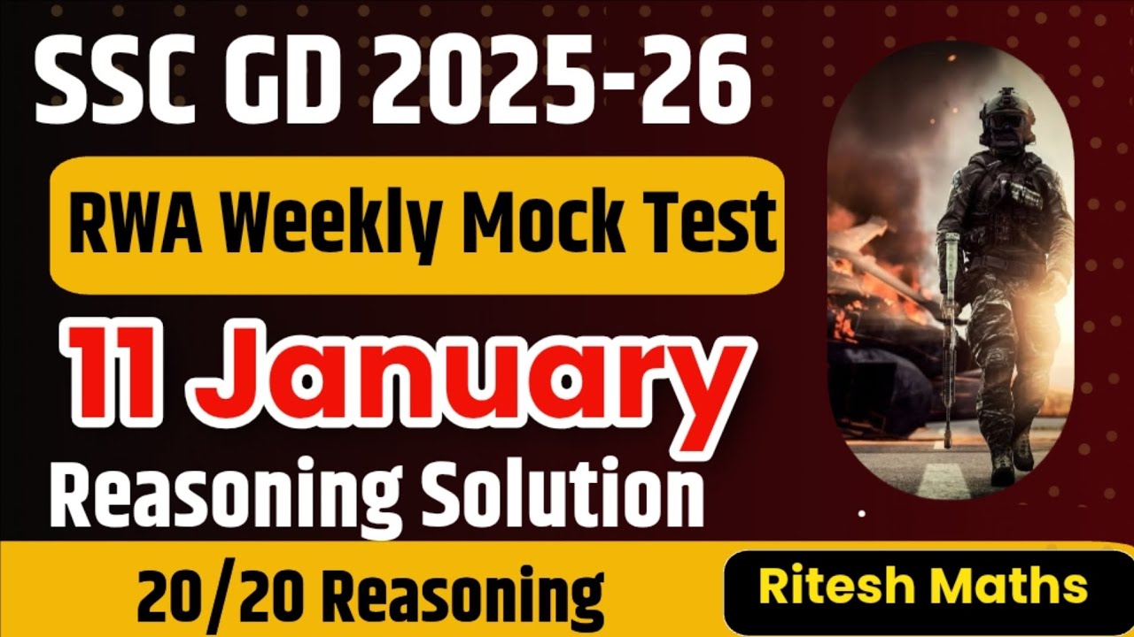 Rojgar With Ankit 11 January SSC GD Weekly Mock Test Reasoning Solution#sscgd#rwa#mocktest#reasoning