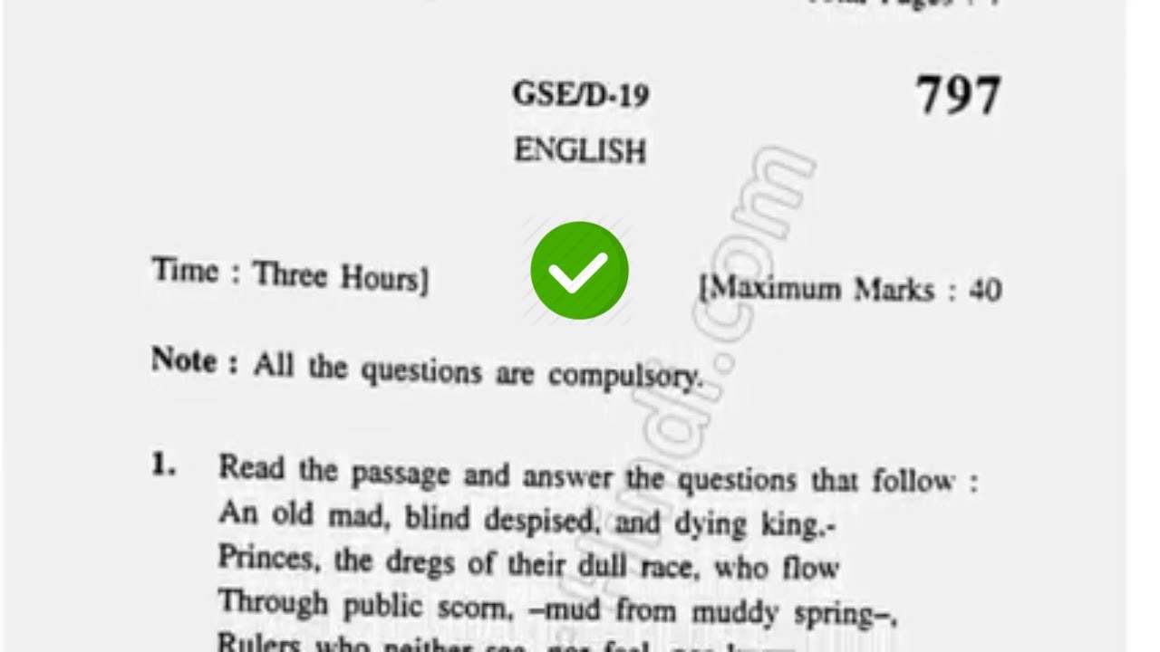 2019 KUK BSc 1st Sem English Question Paper