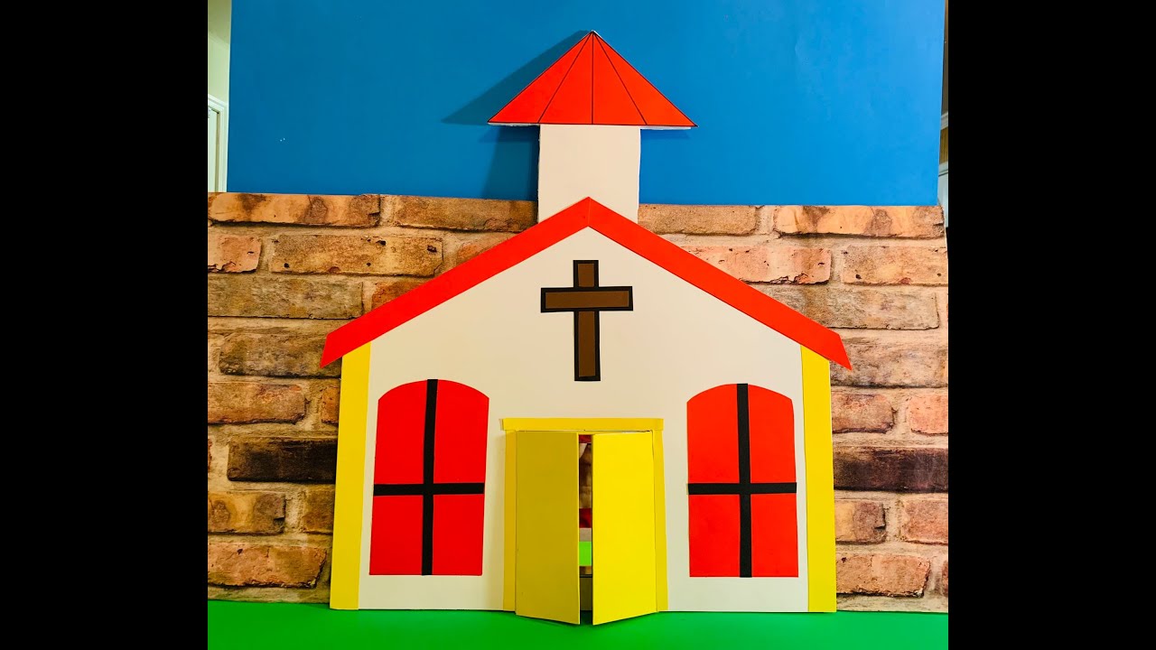 MANUALIDAD-IGLESIA CON ESPEJO-QUIEN VINO A LA IGLESIA HOY?