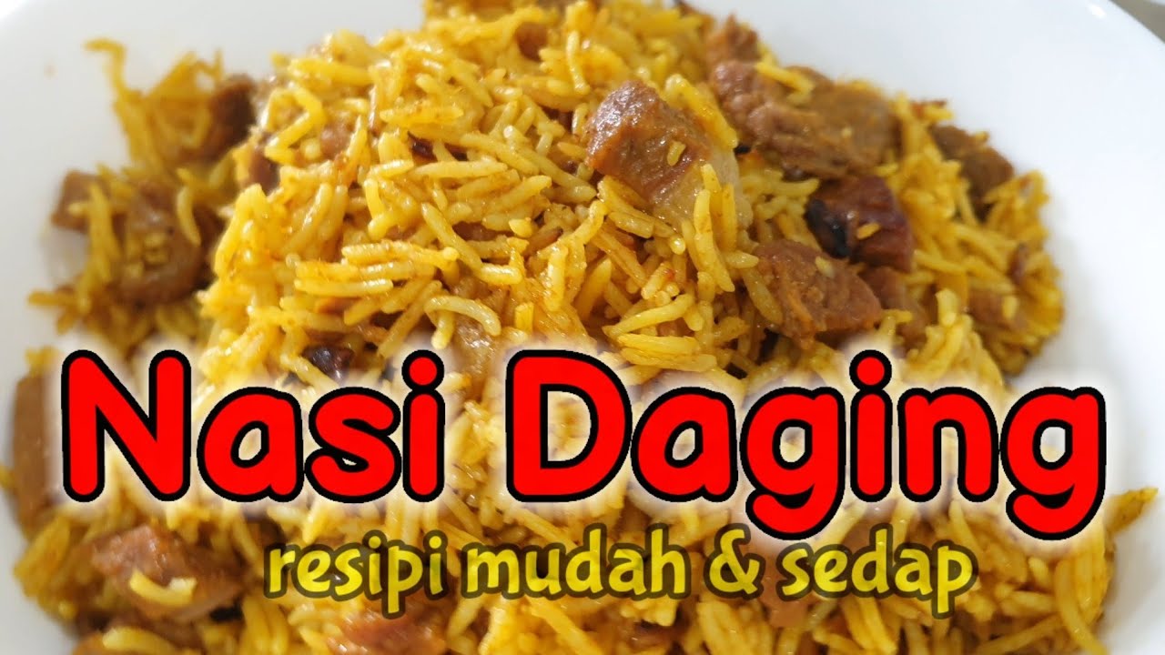 Resepi Nasi Daging | mudah & sedap | guna pressure cooker jer