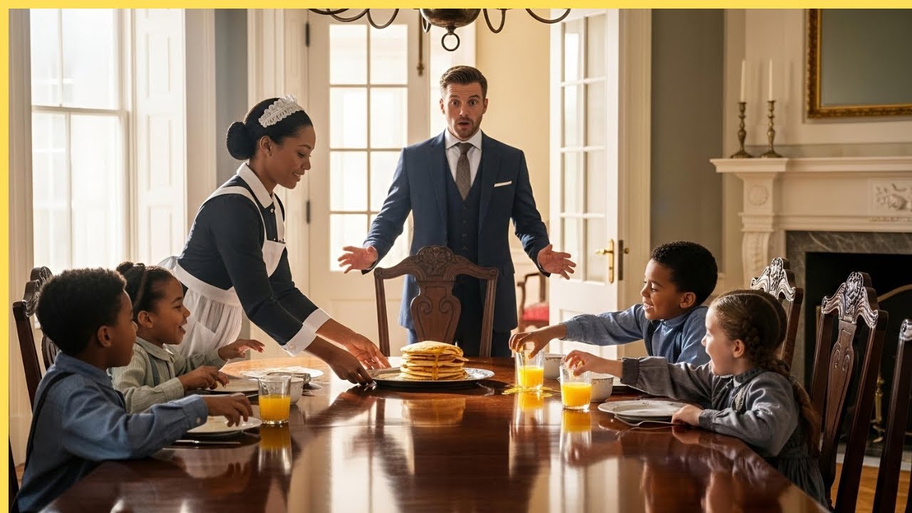 The Billionaire Froze When He Saw The Black Maid Seat Four Children At His Private Table..The Truth…