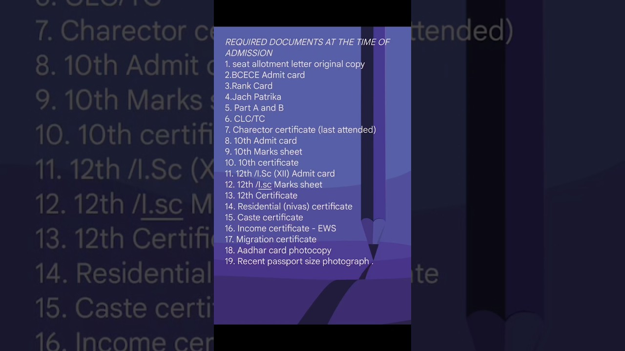 BCECE counseling required documents