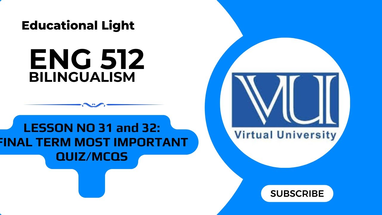 ENG 512 LESSON 31 AND 32 FINAL TERM MOST IMPORTANT QUIZ/ MCQS