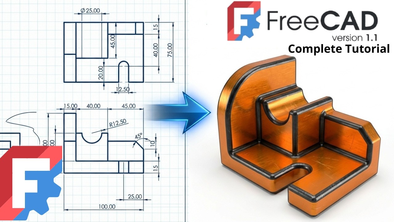 FreeCAD  - Complete Beginner Tutorial Step by Step Exercise 42