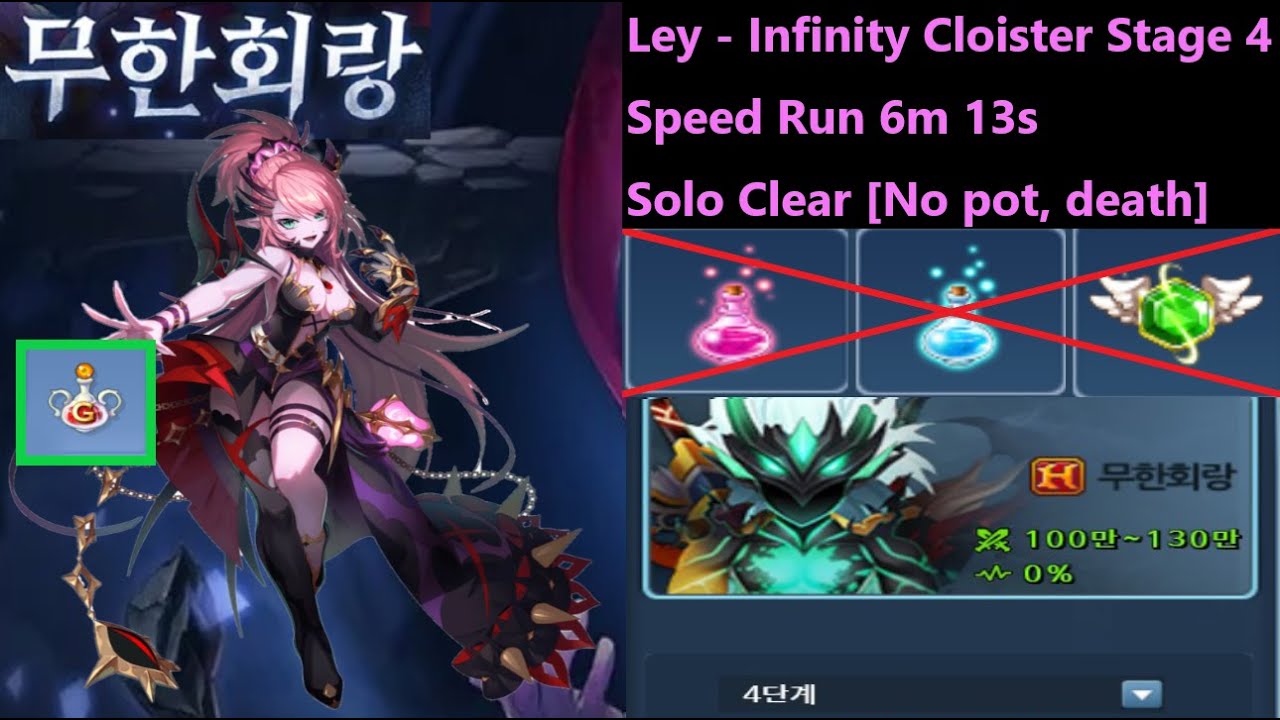 Ley - Infinity Cloister Stage 4 Speed Run 6m 13s Solo Clear [No pot, death] -Grand Chase Classic