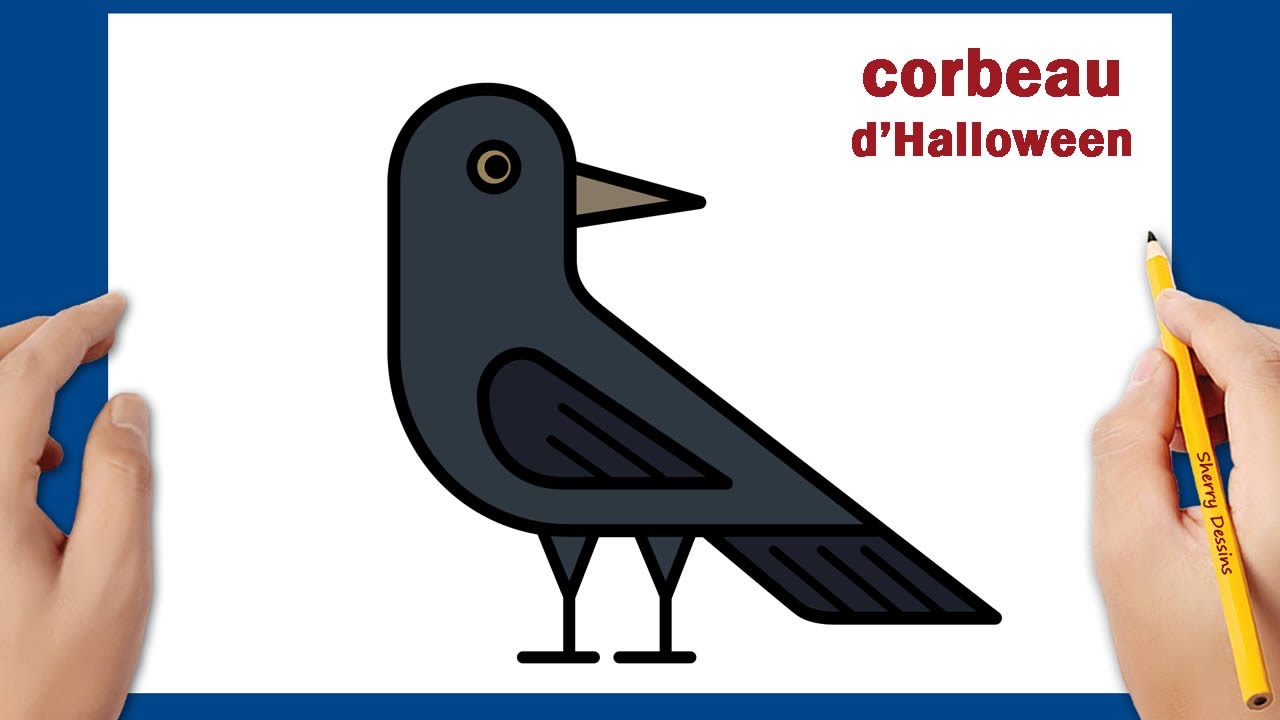 Comment dessiner un corbeau facil | Dessin Halloween