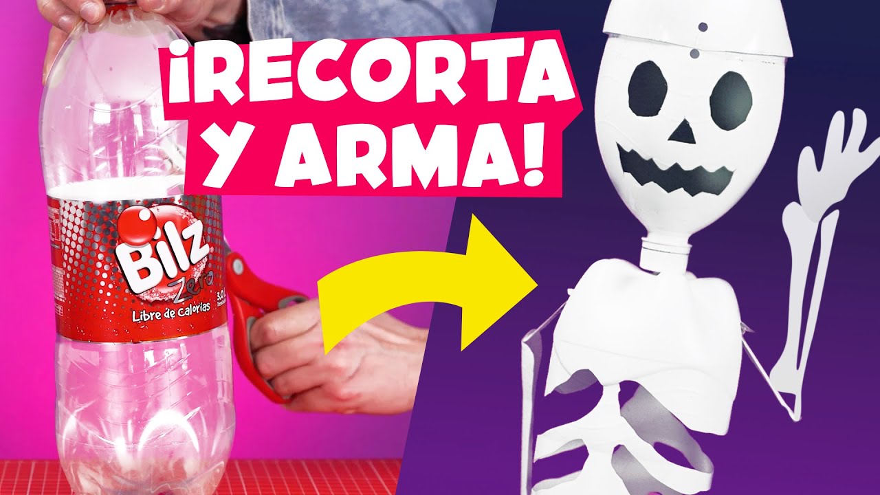 Cómo hacer un ESQUELETO de HALLOWEEN con botellas 👻🎃
