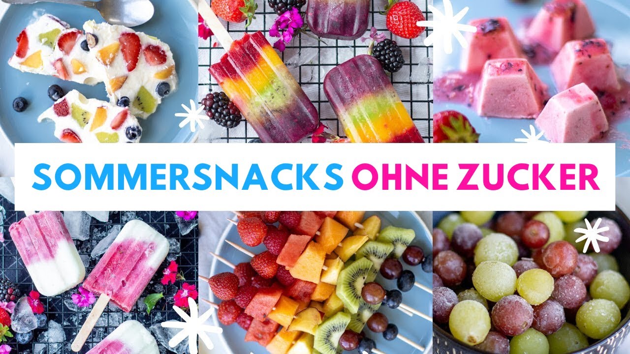 6 kreative Sommer Snacks ohne Zucker! | Gesund, aber so lecker! 🍓 🍇 🍉 🥝