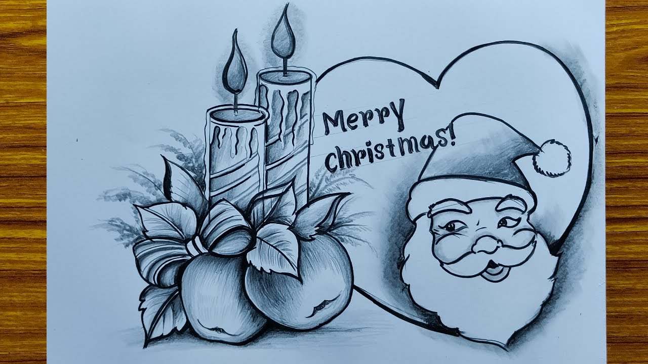 christmas day drawing for beginners with pencil sketch,how to draw santa claus for merry christmas,