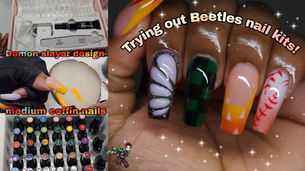 Trying Out The Beetles Nail Kit🦋🏁 | Demon Slayer Nail Art | Nail Tutorial @beetlesgelpolish