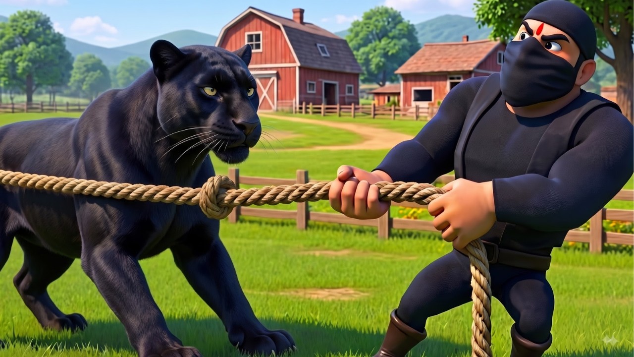 Sneaky Thief Stole the Black Panther 😱from Old MacDonald&rsquo;s Farm! 🐆 | 👮🏼👮🏼kids Animal Story