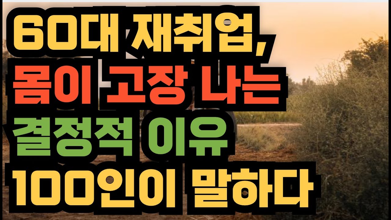 60대 재취업, 몸이 고장 나는 결정적 이유 100인이 말하다. 은퇴 후 재취업, 왜 몸이 망가질까?