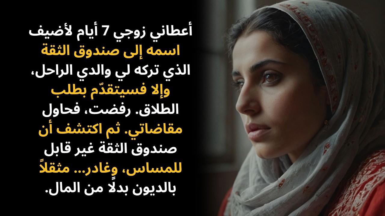 أعطاني زوجي 7 أيام لأضيفه إلى صندوق الثقة الذي تركه لي والدي الراحل، وإلا فإنه سي…