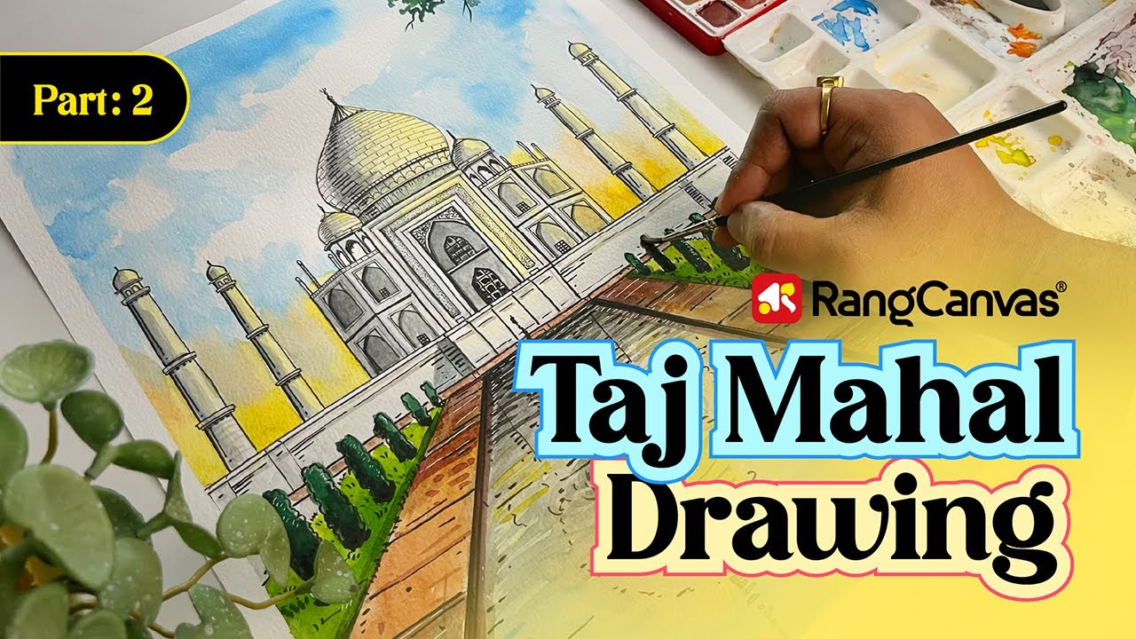 Easy Taj Mahal drawing | Taj Mahal painting step by step for beginners #drawing #tajmahal