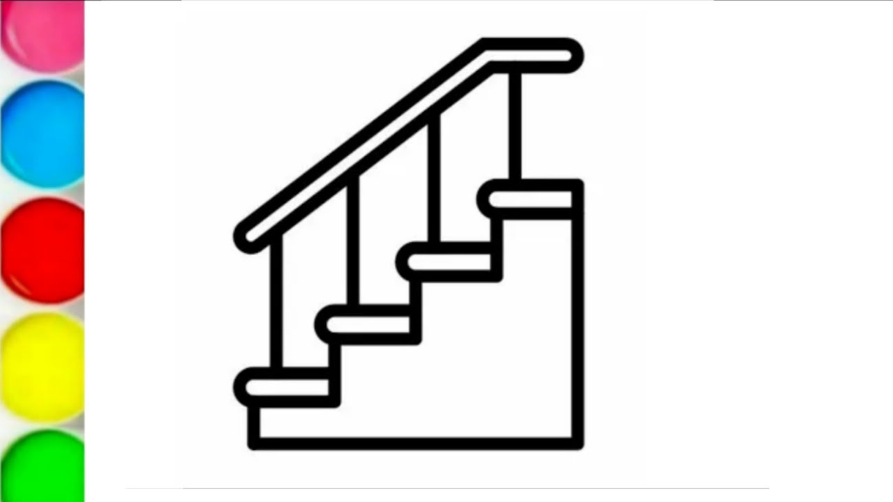 Easy stairs drawing and colouring for kids 