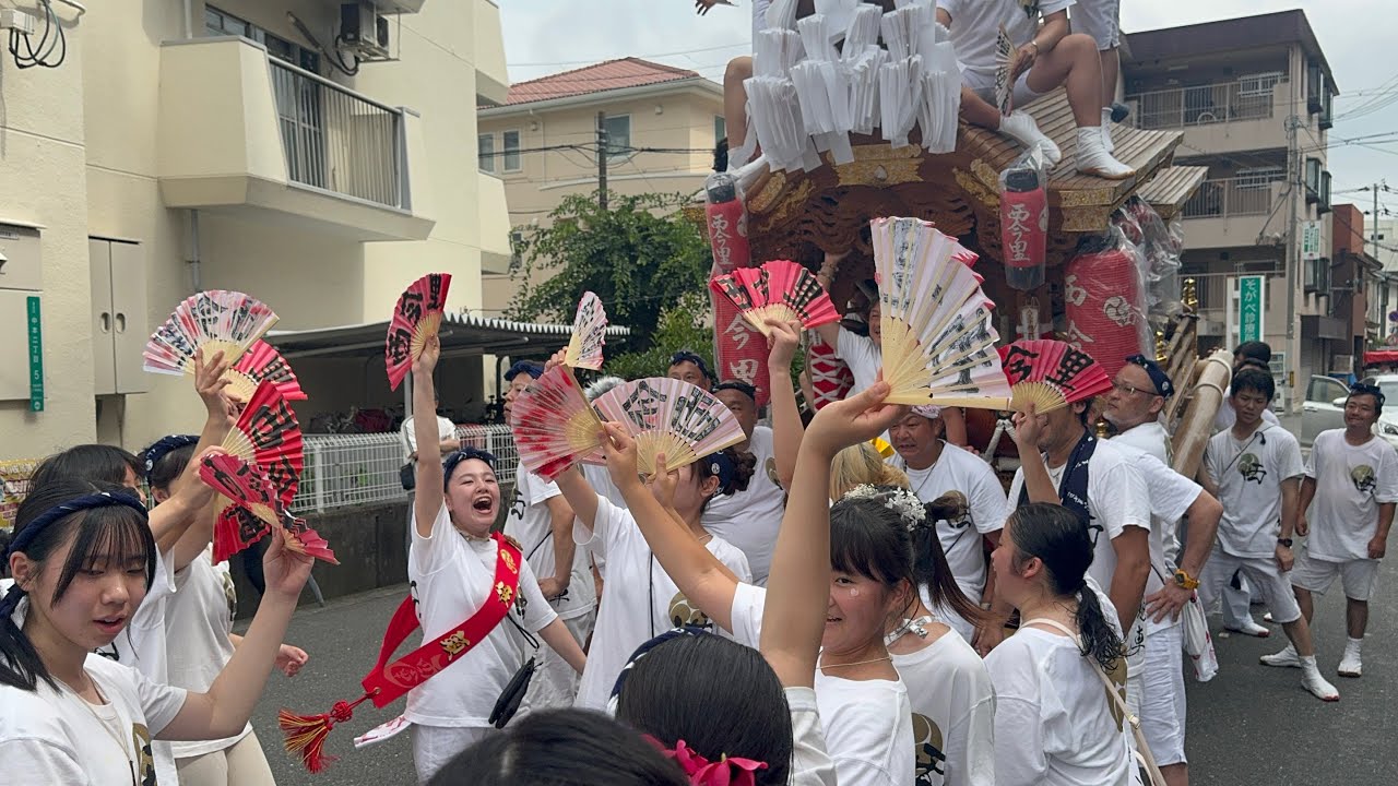令和６年　八王子神社御旅所　楠神社夏祭り　西今里地車　中浜地車と顔合わせ