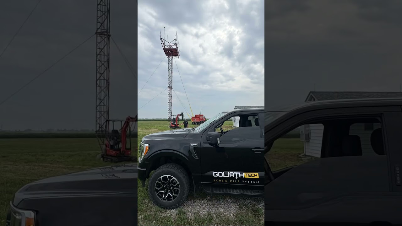 Helical piles for a communication tower at Windsor Airport. #helicalpiles #aviation #topgun