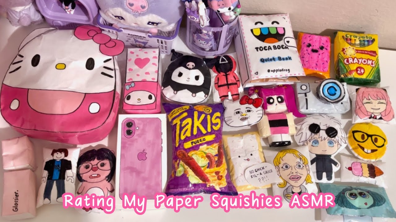 🌸rating my paper squishies ASMR🌸 paper diy | applefrog