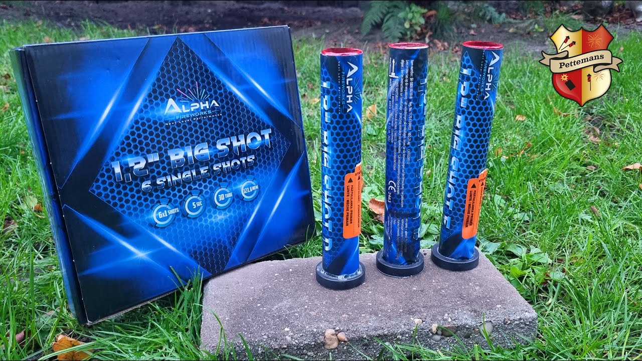 Alpha Big Shots 1.2 inch single shot Alpha Fireworks 6st Vuurwerk