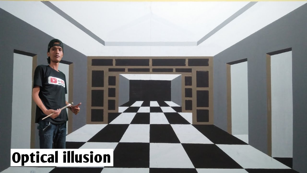 OPTICAL ILLUSION 3D WALL PAINTING | MURAL DINDING 3D | 3D WALL DECORATION EFFECT