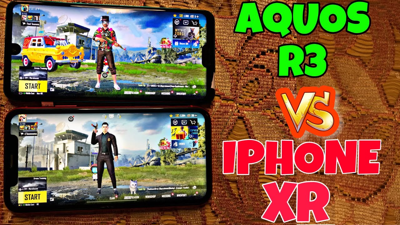 AQUOS R3  VS IPHONE XR PUBGM TEST | Speed Test,PUBG Graphics Test,FPS Test and touch response test