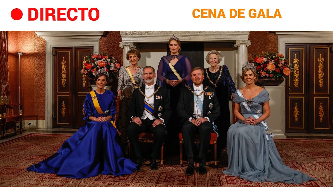 PAÍSES BAJOS: FELIPE VI y LETIZIA asisten a la CENA de GALA en el PALACIO REAL de ÁMSTERDAM  | RTVE