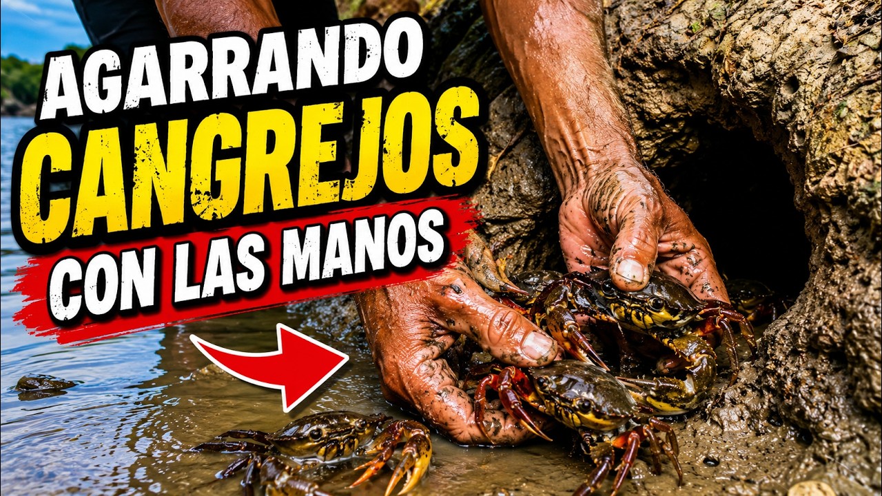 PESCADOR agarr&oacute; UNA CANGREJA PARIDA (jaiba) con todas SUS CRIAS