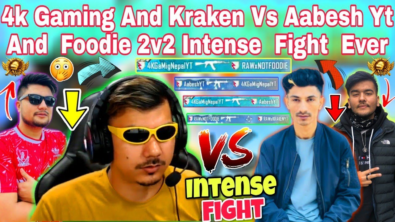 4k Gaming Vs Aabesh YT | 2V2 Intense Fight | 4k Dai With Kraken | Aabesh With Foodie | Who Will Win?