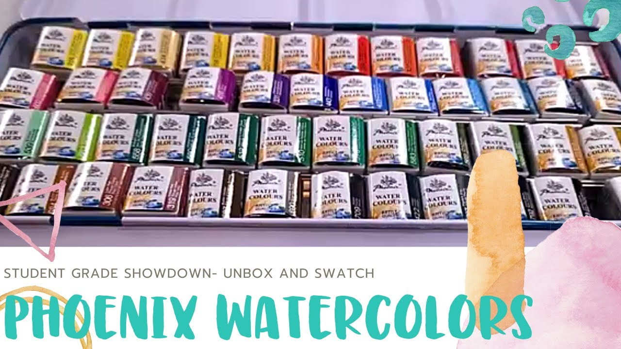 Распаковка и образцы акварельных красок Phoenix Watercolors — оценочный тест для учащихся