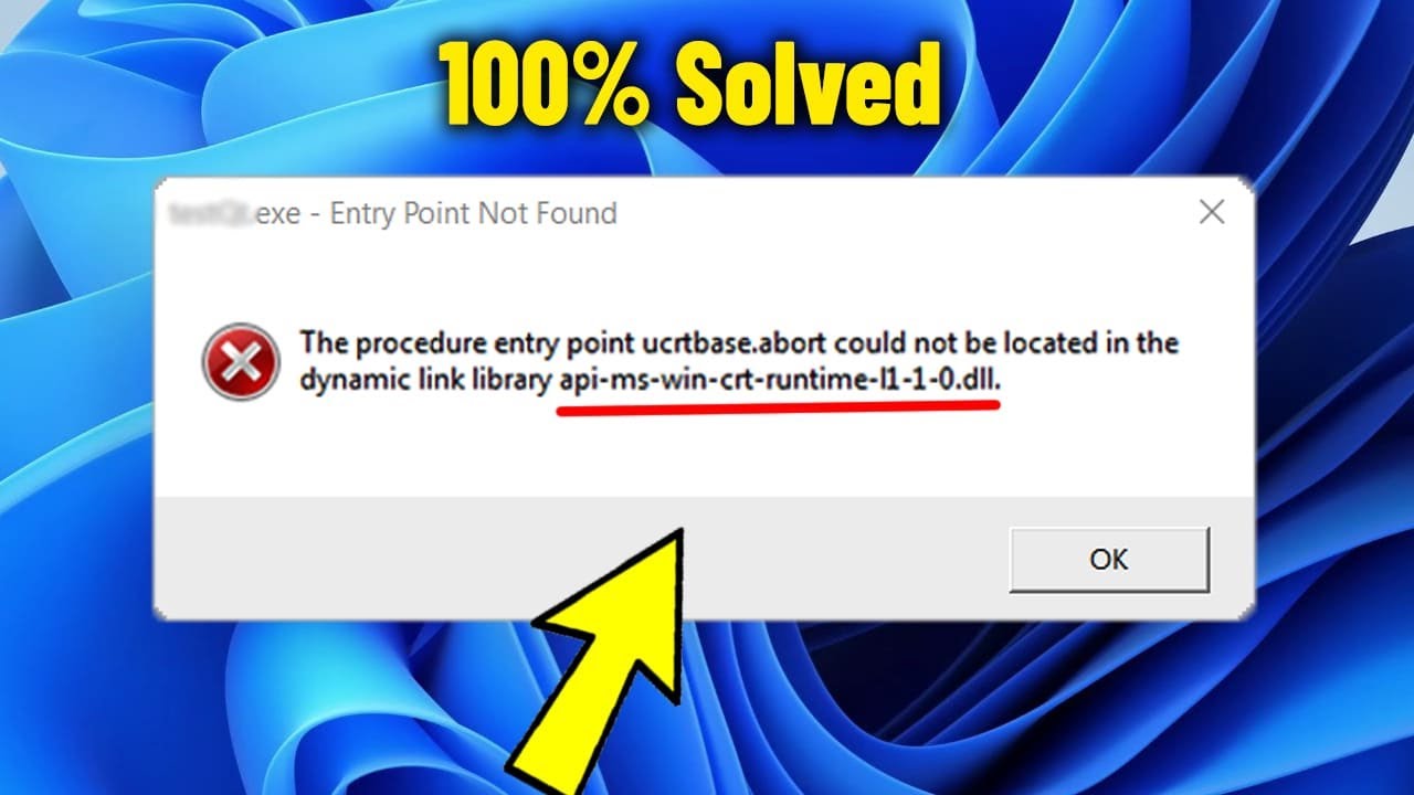 Dynamic link Library api-ms-win-crt-runtime-l1-1-0.dll in Windows 11 / 10 /8/ 7 - How To Fix Error ✅