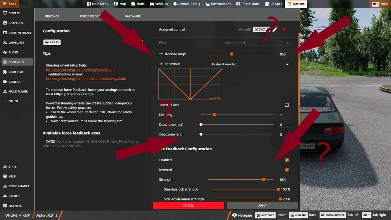 BeamNG Force feedback beállítások drifthez!