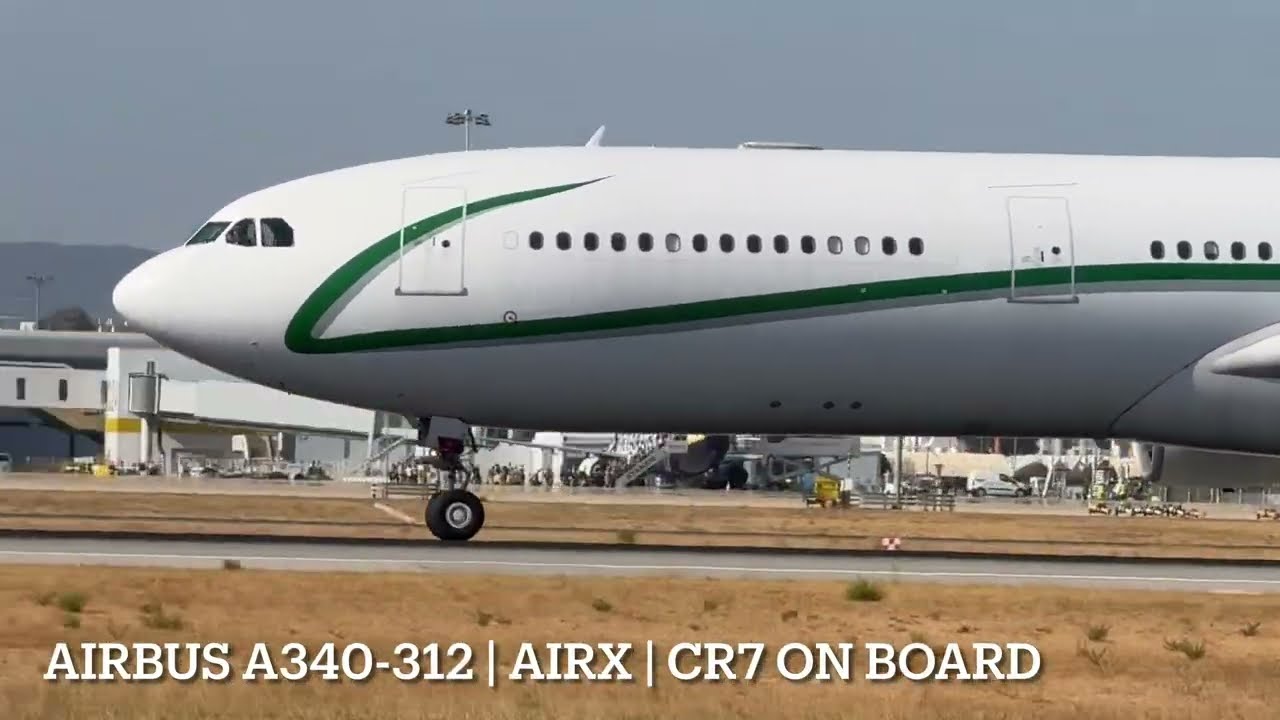 CR7 AND HIS TEAM ON BOARD | Airbus A340 take off from Faro Airport | AirX | FAO