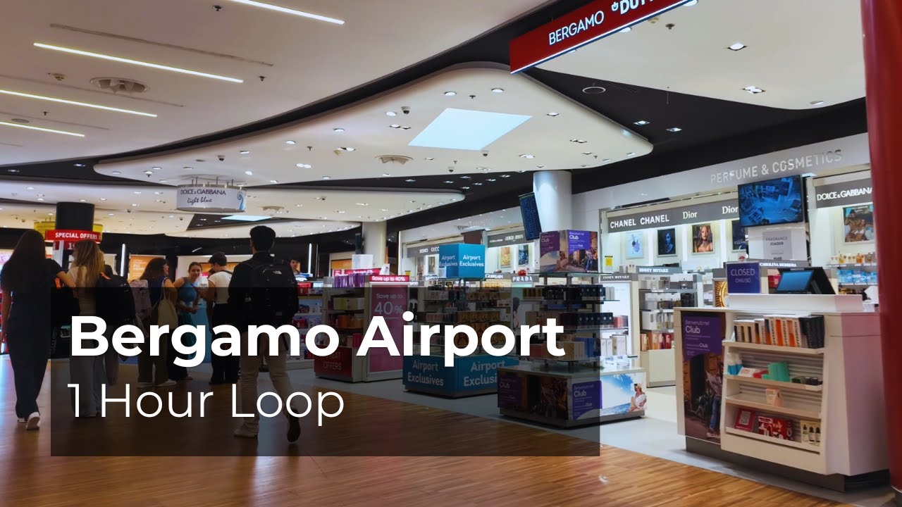 Bergamo Airport Ambience 4K | Terminal Walk Loop | 1 Hour
