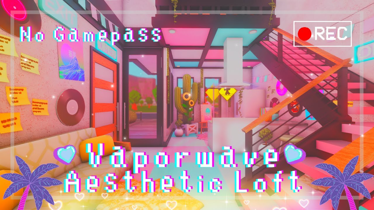No Gamepass Vaporwave Aesthetic Loft Apartment - Speedbuild and Tour - iTapixca Builds