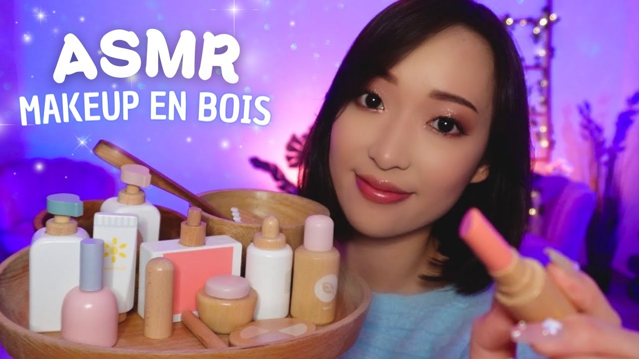 ASMR 💄Kit de maquillage en BOIS : Je te fais une beauté (visuel avec doublage de sons)