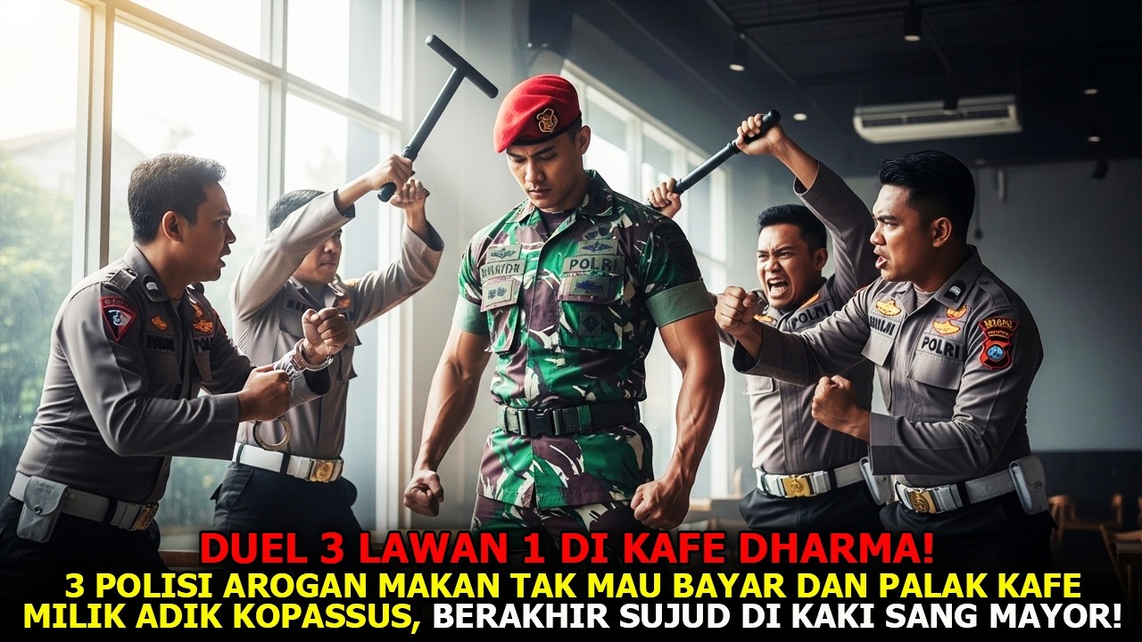 DUEL 3 LAWAN 1 DI KAFE DHARMA💥3 Polisi Arogan Makan Gratis dan Palak Kafe Milik Adik Kopassus❗...