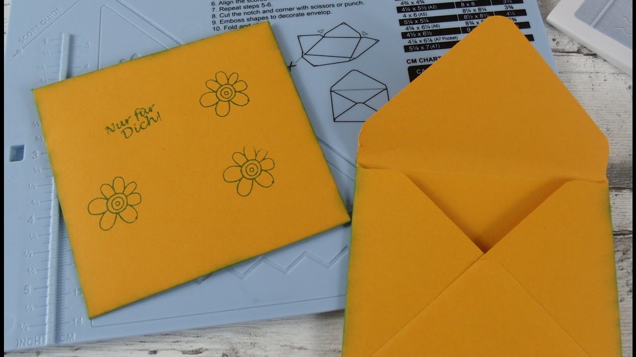 Umschlag für Mini-Karte mit Mini-Falzbrett efco selbermachen [Tutorial in deutsch]
