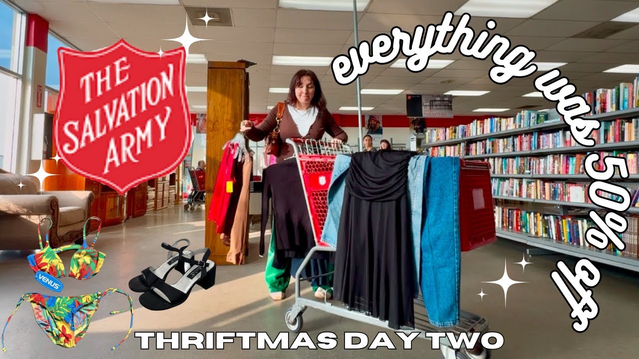 Thrift with me • entire thrift store is 50% off! THRIFTMAS DAY 2  #thriftmas #thriftwithme #vlogmas