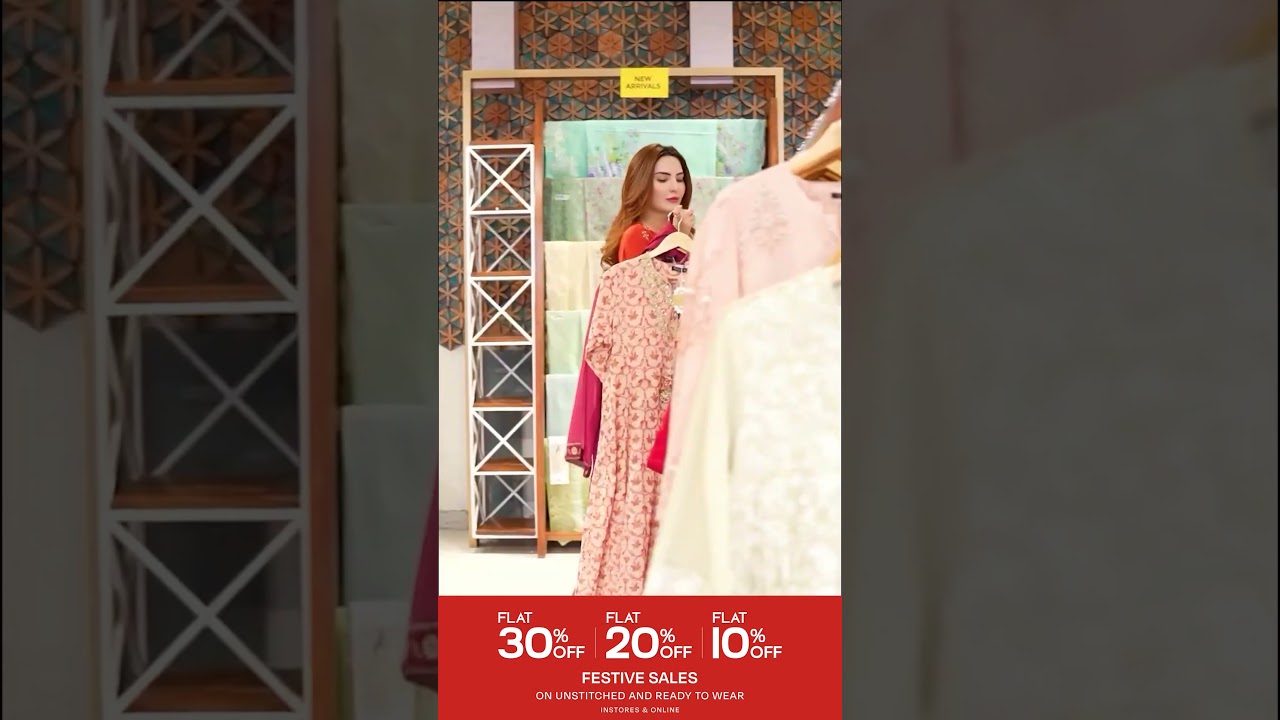 Kayseria's sale features tiered discounts: 30%, 20%, & 10% OFF on both unstitched and ready-to-wear
