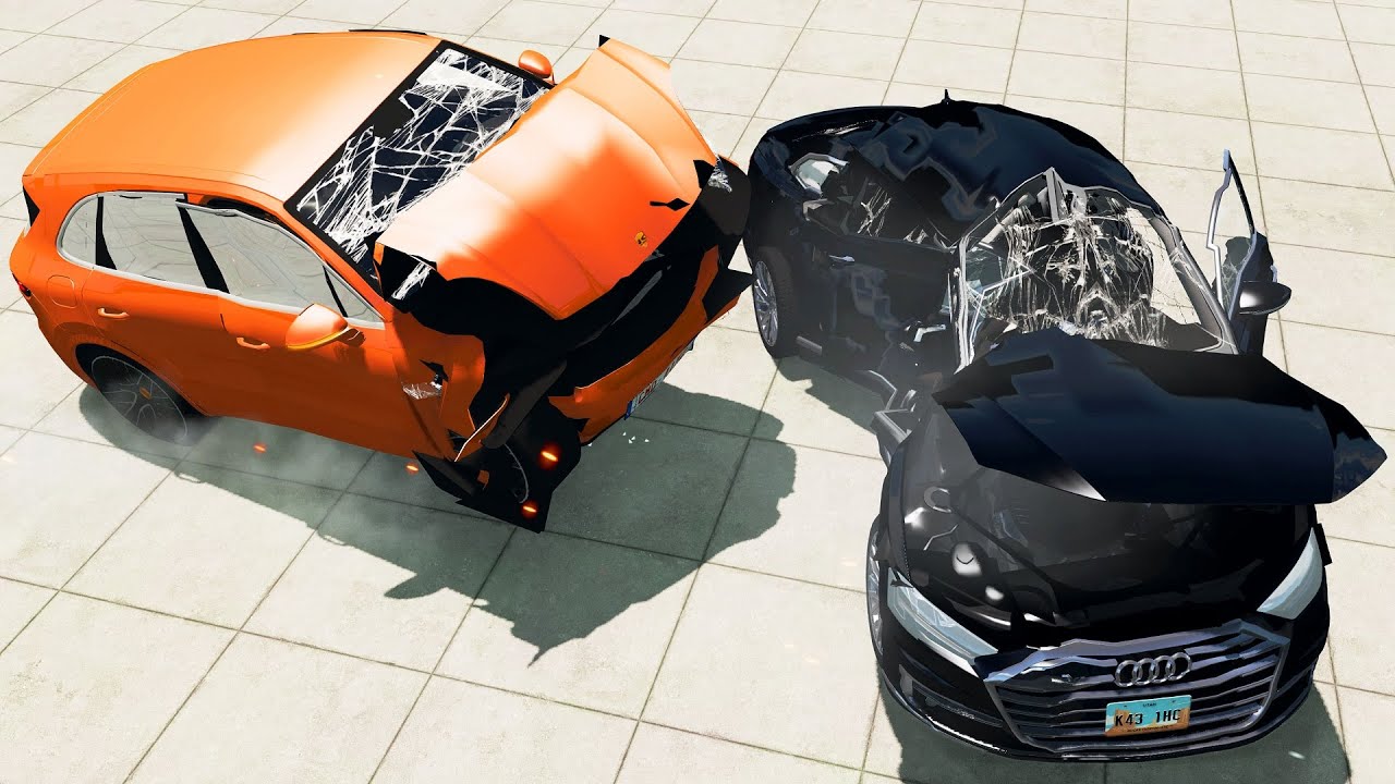 200 km/h 124mph Crash Tests with Real Car Mods - BeamNG Drive Crashes