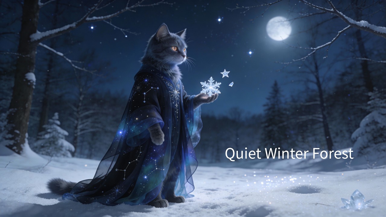 Winter Forest Spirit Cat | Healing Forest Music | 静かな冬の森