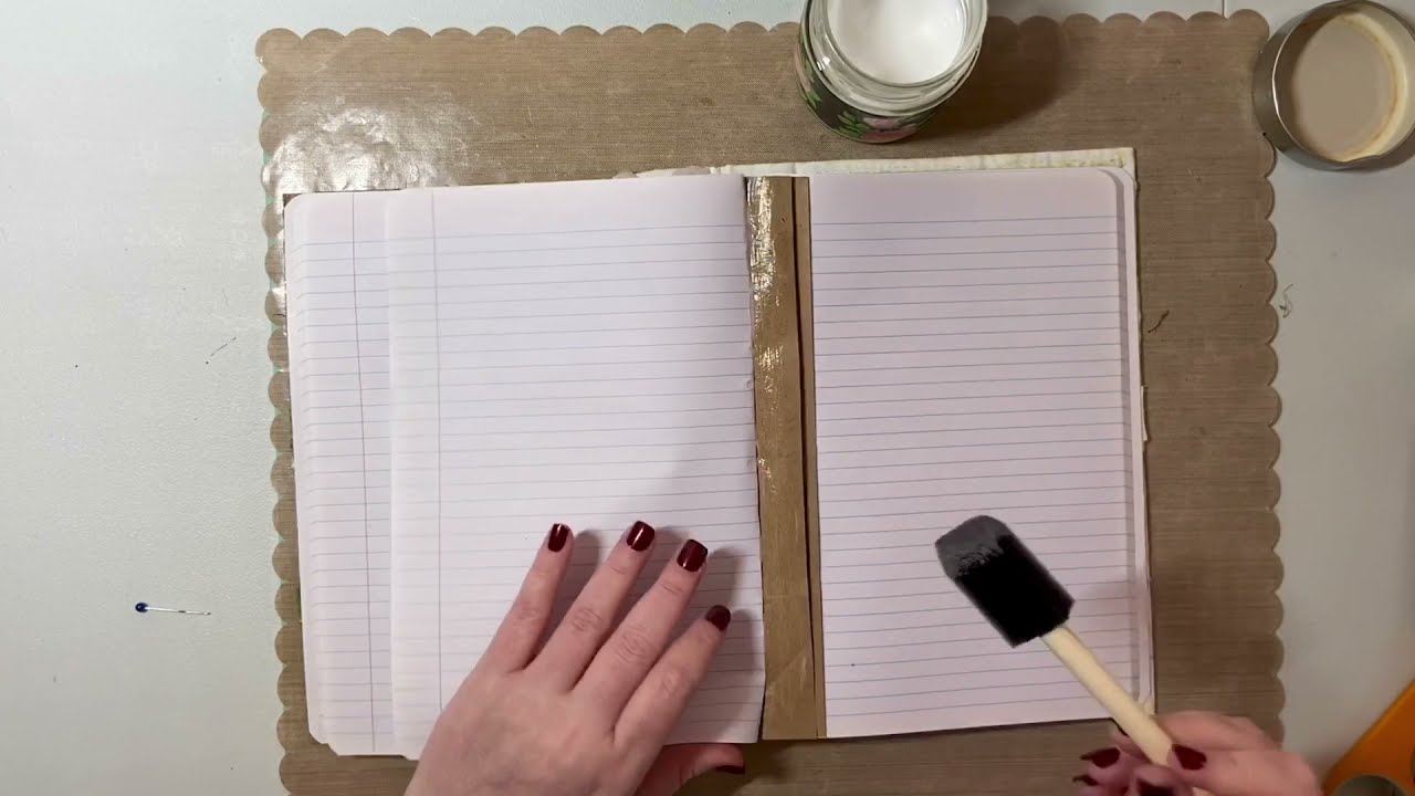 Grungy Coffee Theme Cover PT 5 adding die cuts to composition notebook/junk journal