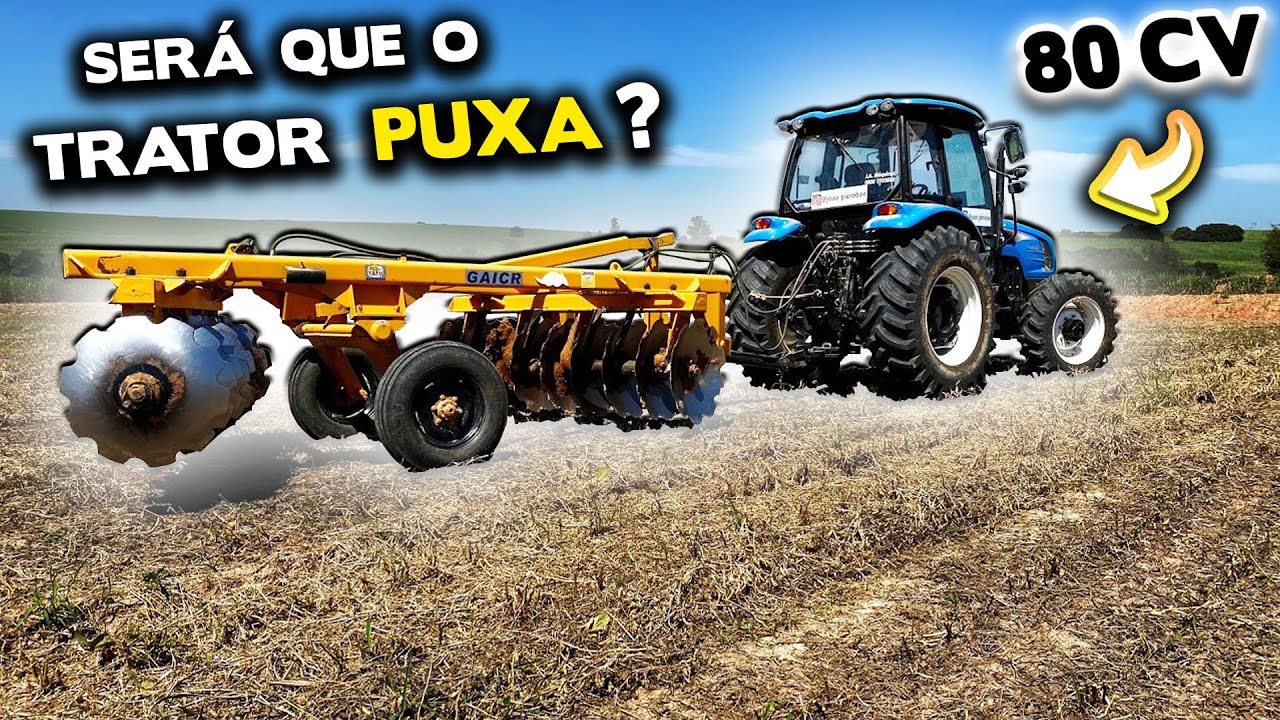 TRATOR PLUS 80 PUXANDO GRADE ARADORA 18 X 28 ESPA&Ccedil;AMENTO 270 mm