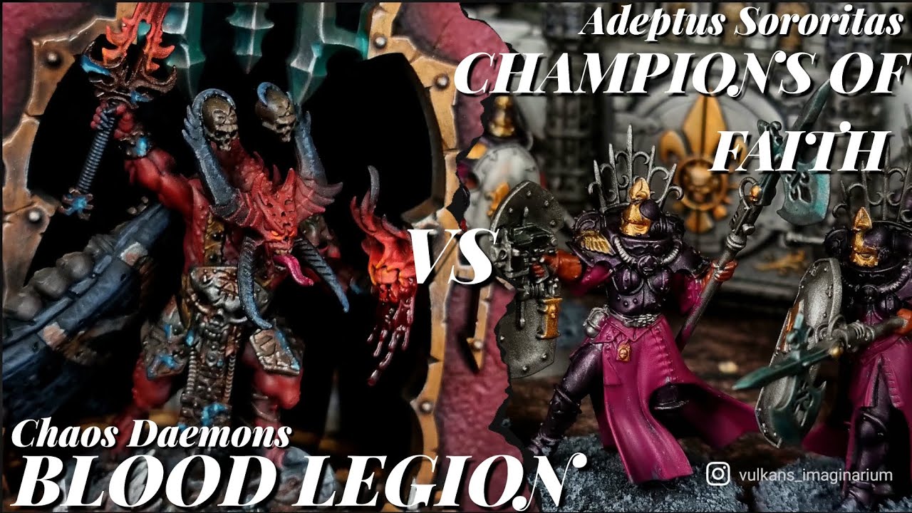 *NEW DETACHMENTS* Adeptus Sororitas Vs Khorne Chaos Daemons. Warhammer 40k battle report.