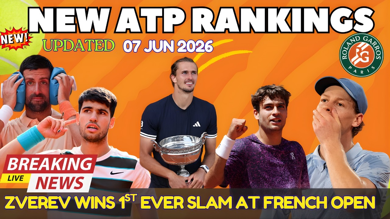NEW ATP Rankings SHOCK! Zverev Wins French Open | Cobolli Soars, Sinner, Djokovic & Alcaraz Fall