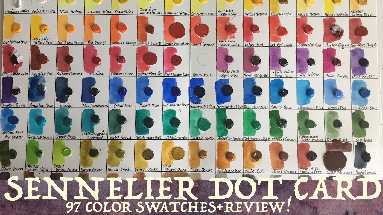 Sennelier Watercolor Dot card Swatching & Review