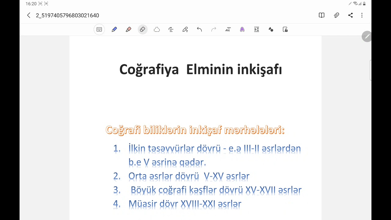 Coğrafi biliklərin inkişaf mərhələləri (dərs-1)