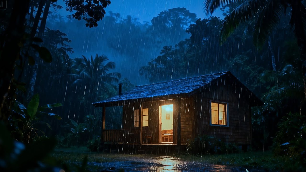 Heavy Rain Sounds in the Forest 🌲 Calming Rain on Roof for Stress Relief